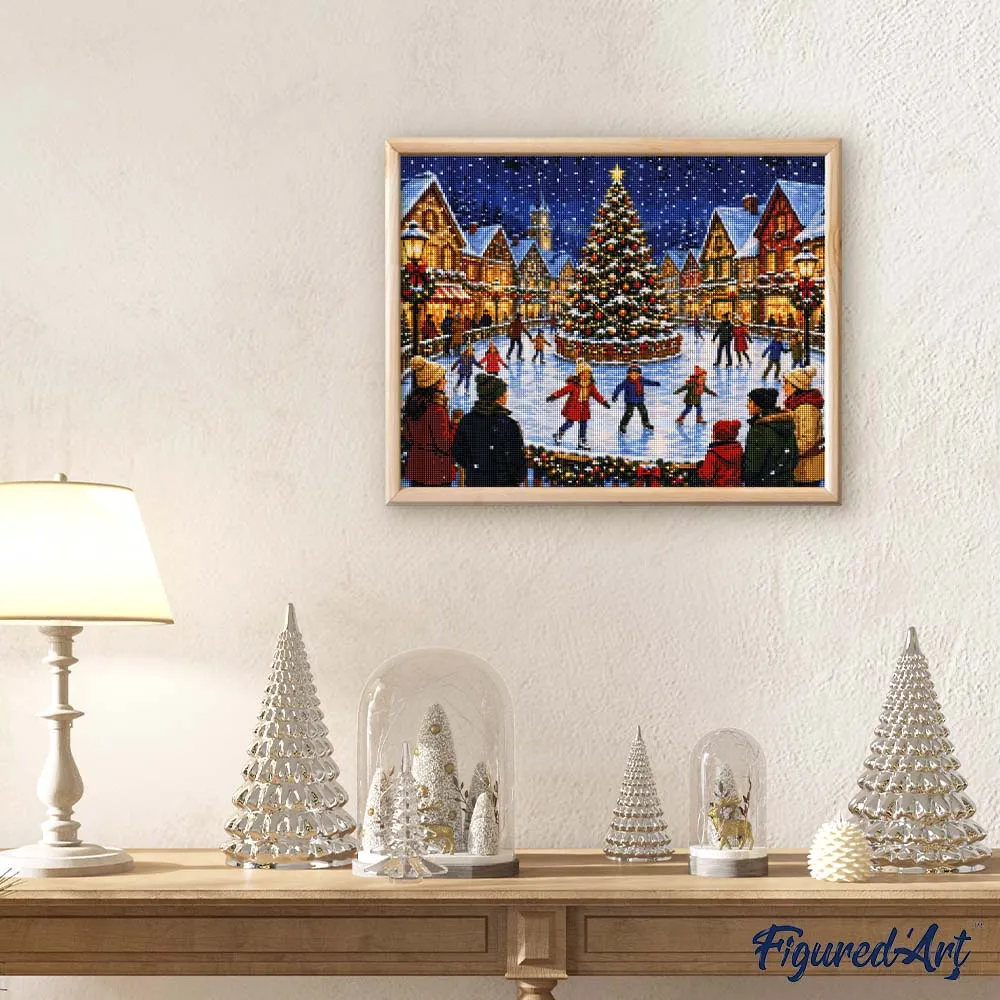 Figured'Art Feestelijk dorp diamond painting full drill winter