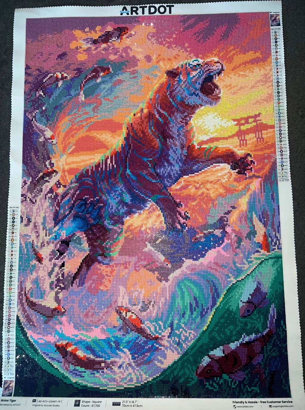 ARTDOT Water Tiger diamond painting tijger 47,5x70cm vierkant