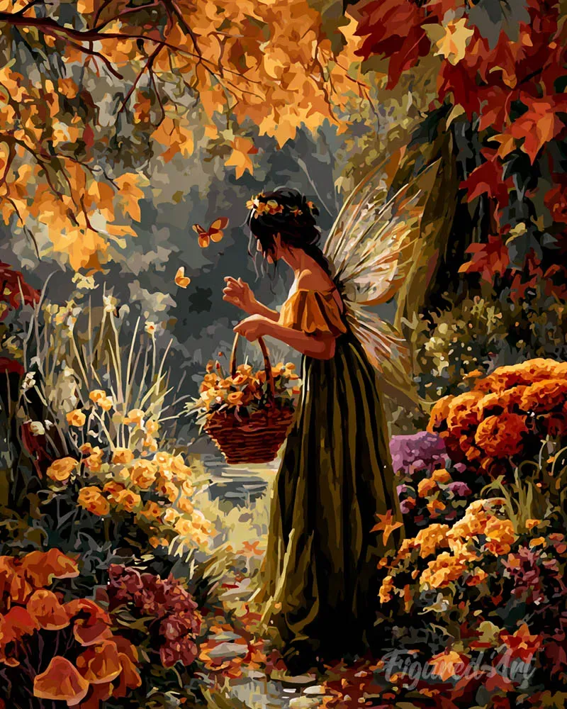 Figured'Art Fee van de herfsttuin diamond painting full drill