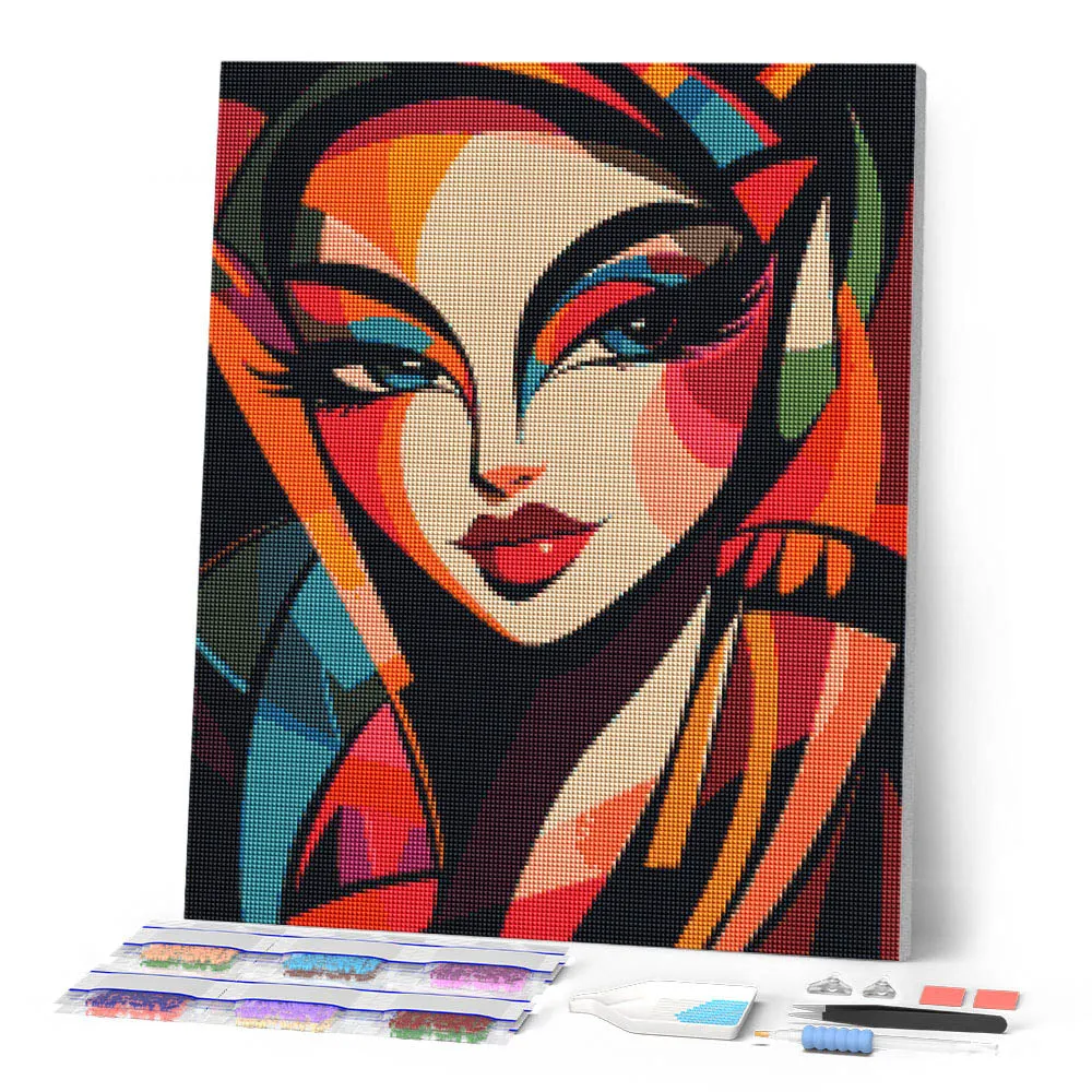 Figured'Art Gedurfd Abstract Dame diamond painting 40x50 cm portret