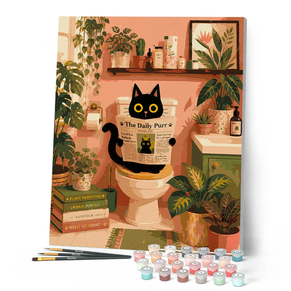 Figured'Art Schilderen op Nummer Kattenkrant canvas 40x50 cm katten