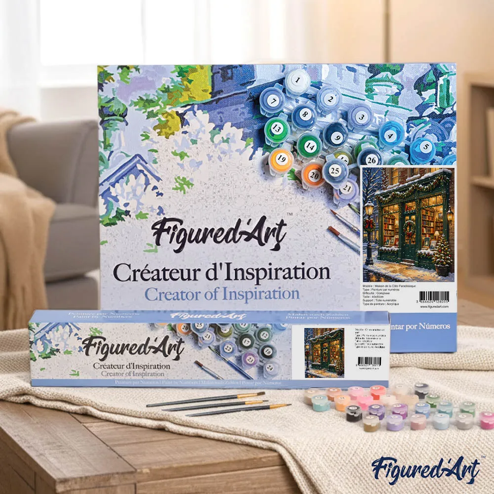 Figured'Art Kerstboekhandel schilderen op nummer 40x50 cm winter