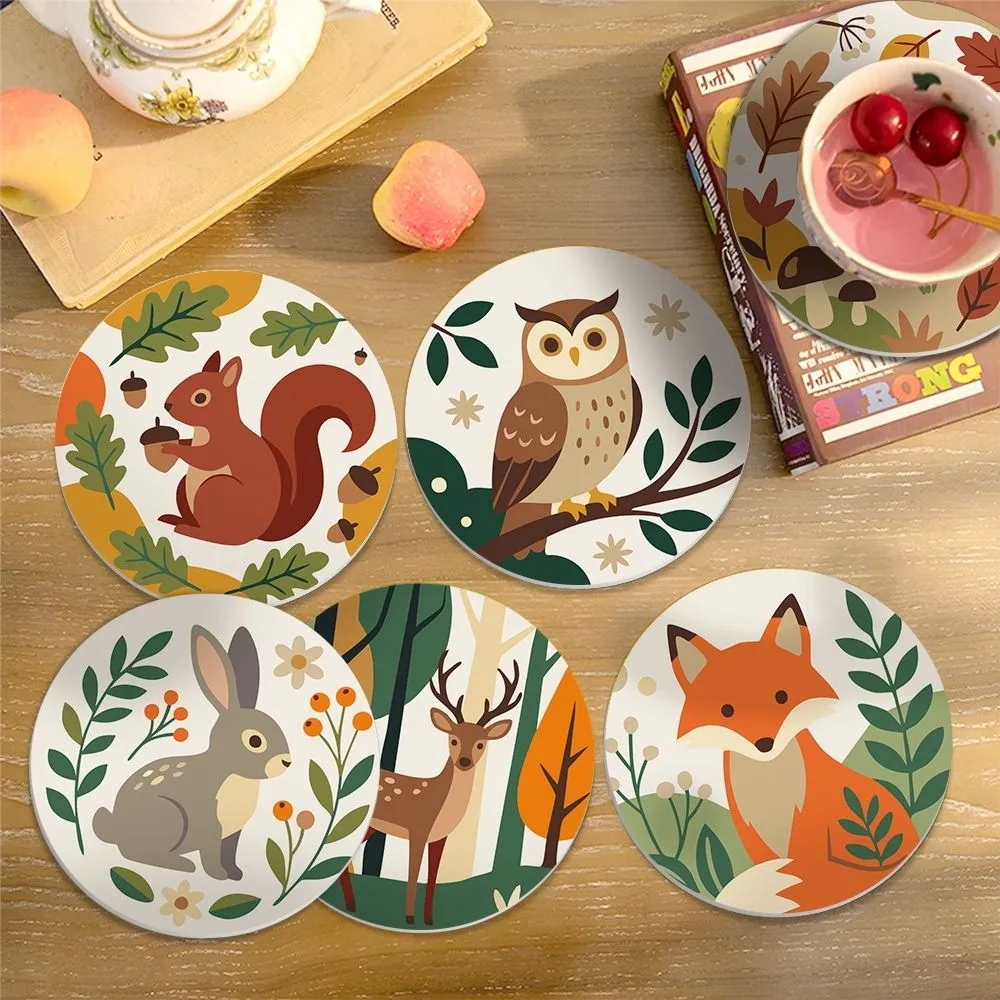 Figured'Art Bosvrienden Schilderen op Nummer Onderzetters 10cm 6 Stuks Dieren