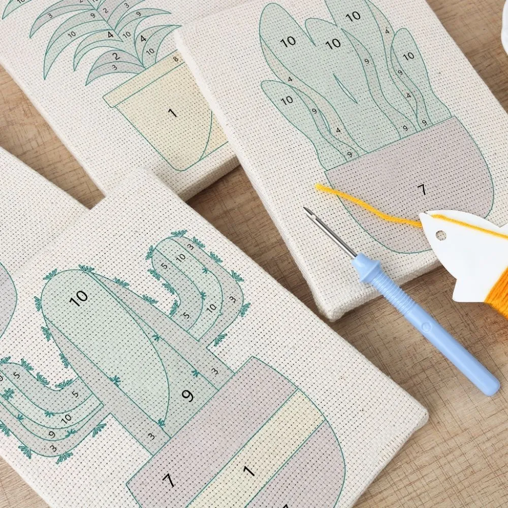 Figured'Art Woestijnplanten punch needle set 4 stuks met frames