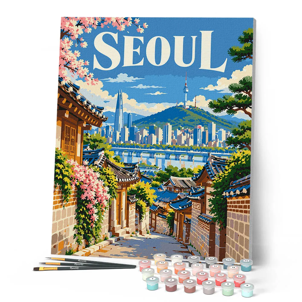 Figured'Art Reisposter Seoul schilderen op nummer 40x50 cm