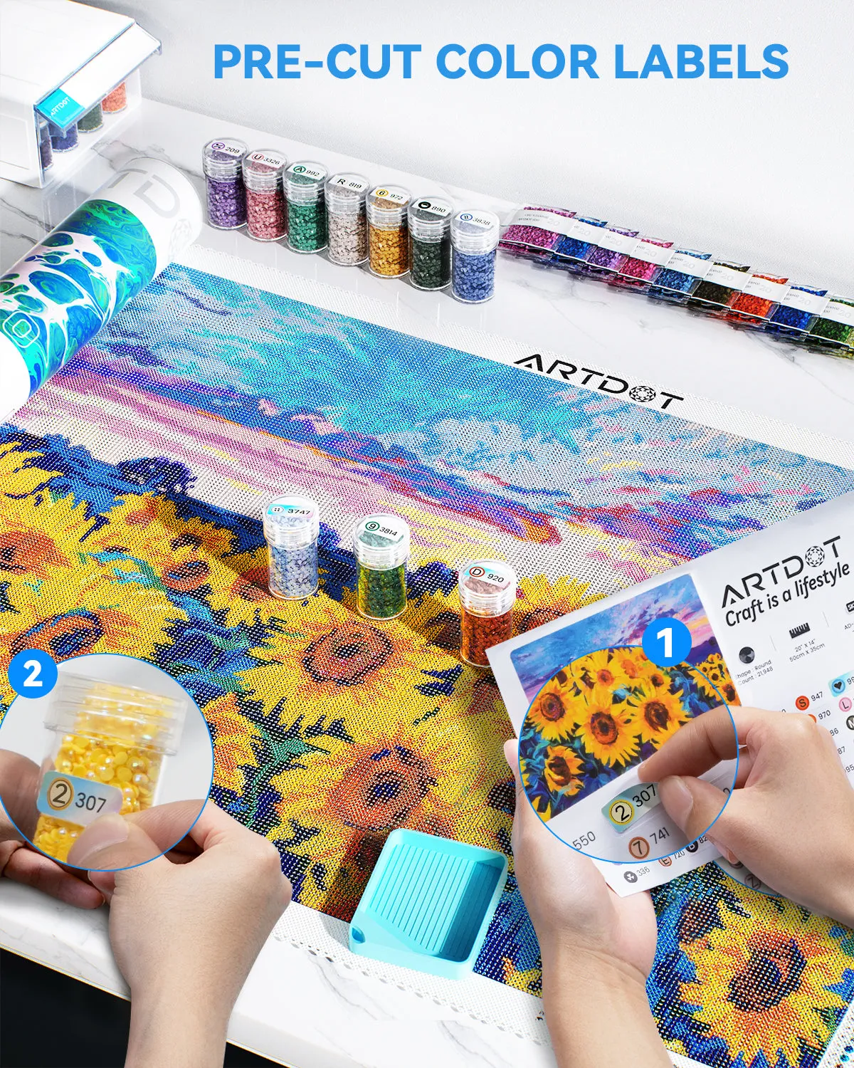 ARTDOT Zonnebloemen in schemering diamond painting 35x25