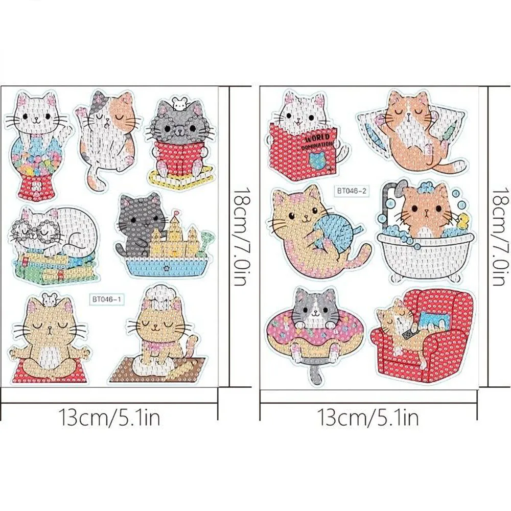 Figured'Art 13 Stickers Katten diamond painting set rond 3 cm