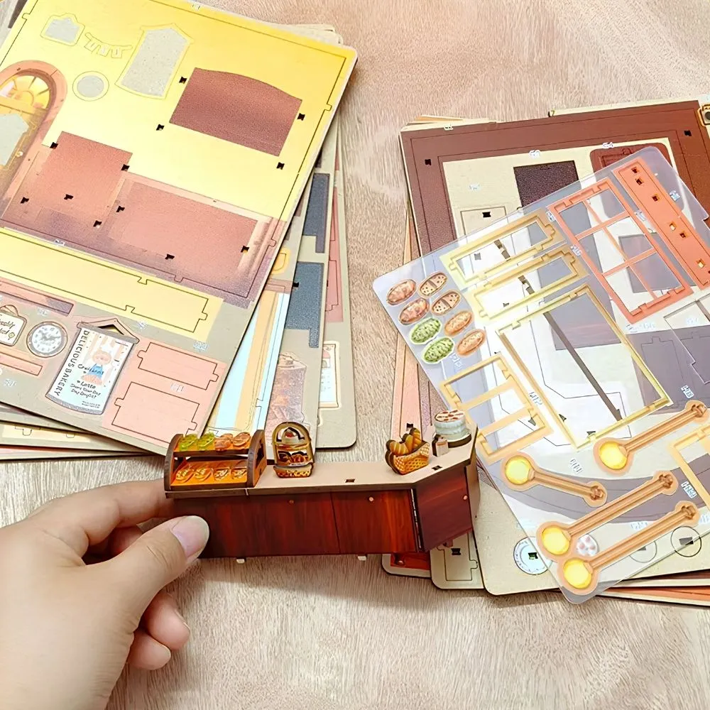 Figured'Art Tijdloze Bakkerij 3D puzzel miniatuurhuisje LED