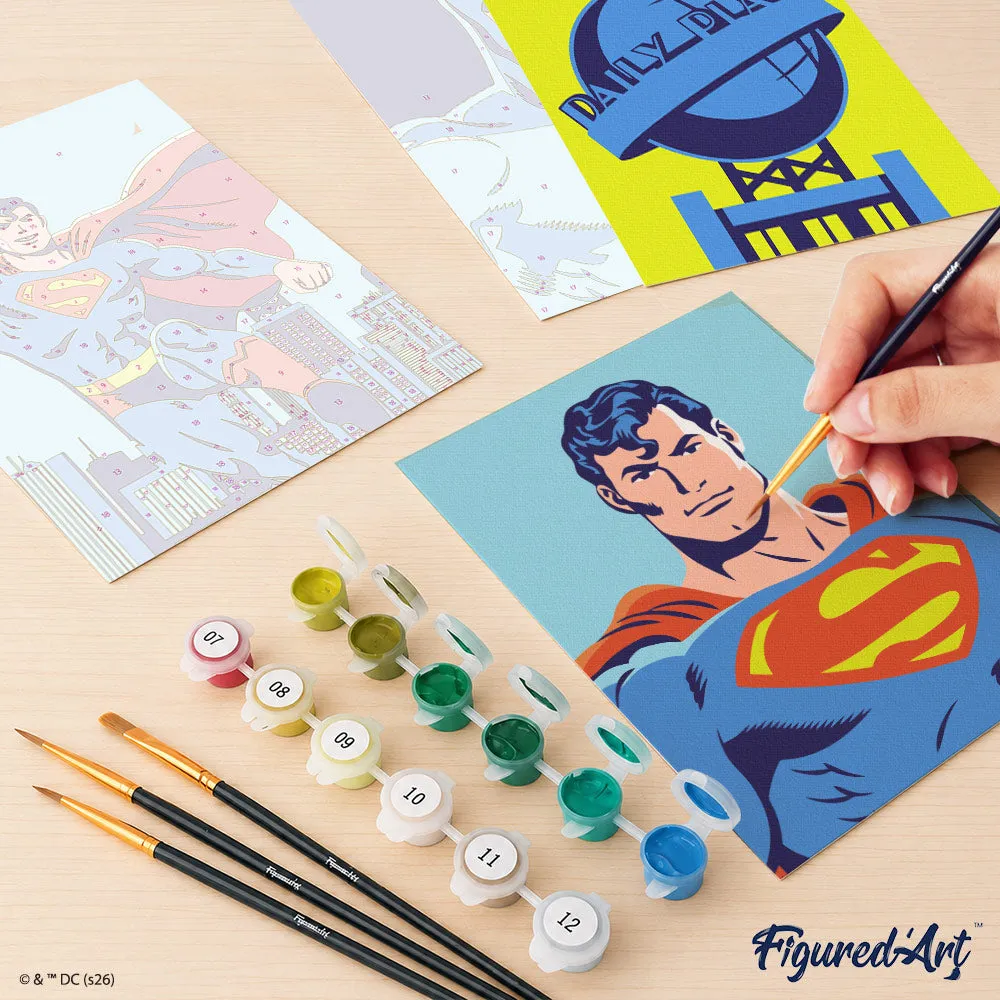 Figured'Art Batman en Superman schilderen op nummer 15x20 cm set van 6