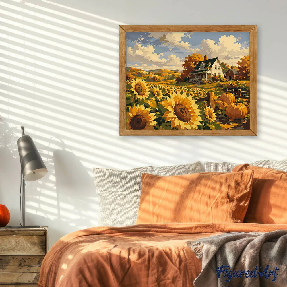 Figured'Art Zonnebloemenveld schilderen op nummer 40x50 landschap