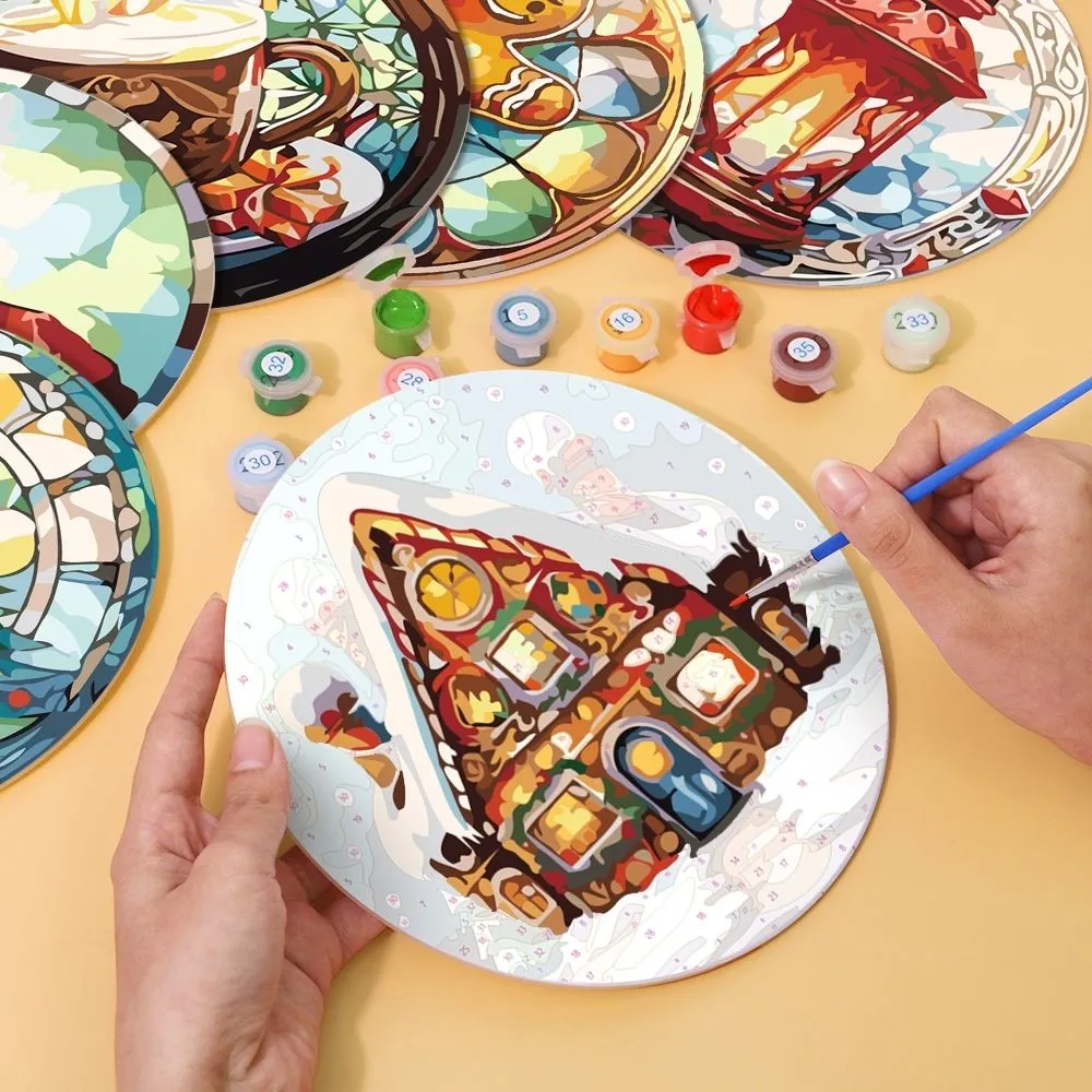 Figured'Art Peperkoekhuis schilderen op nummer placemats 20cm 6 stuks