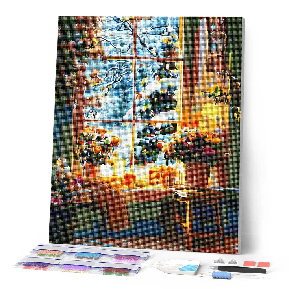 Figured'Art Romantische Winter diamond painting 40x50cm ingelijst