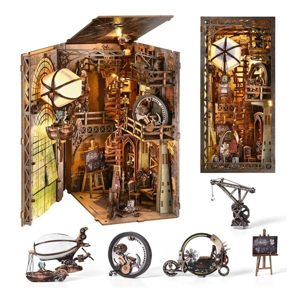 Figured'Art Oom Pete's Laboratorium Book Nook 18x11cm LED