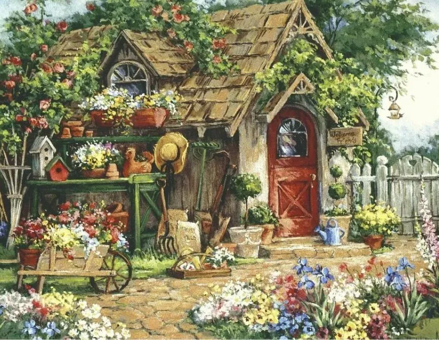 ARTDOT Tuiniersparadijs diamond painting vierkant 67x45 cm
