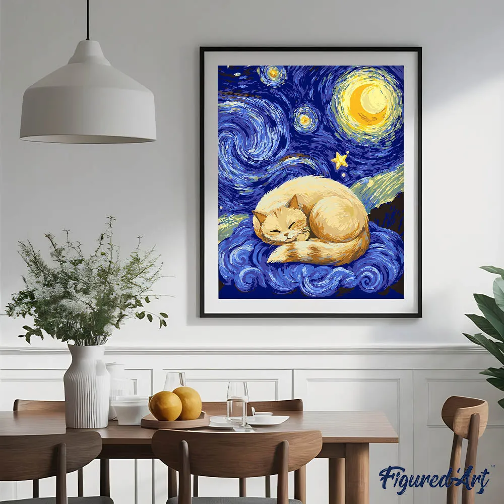 Figured'Art Sterrennacht Dromen Schilderen op Nummer Kat