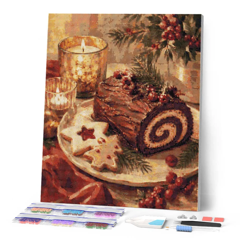 Figured'Art Kerststronk diamond painting 40x50cm full drill kerst
