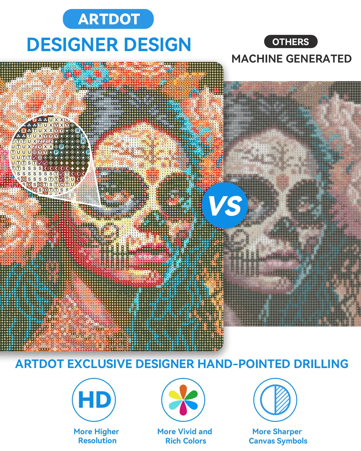 ARTDOT Día de los Muertos diamond painting beginner kit 35x25 fluweel