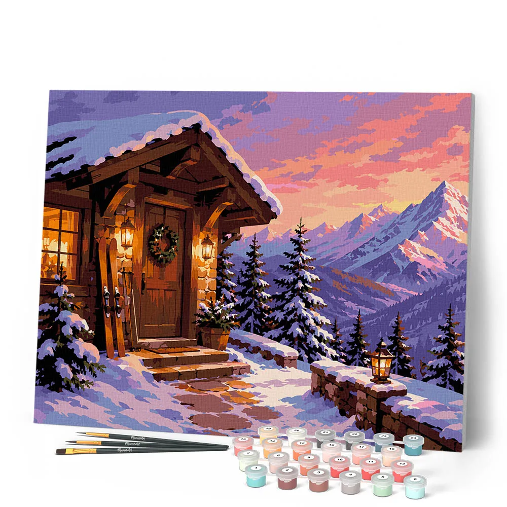 Figured'Art Gezellige winterhut schilderen op nummer 40x50 cm winter