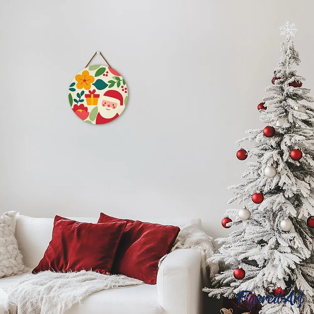 Figured'Art Kerstman en Bloemen Schilderen op Nummer Hout 30cm
