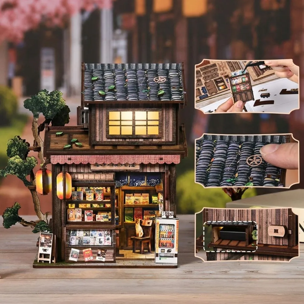 Figured'Art Miniatuurhuisjes De Shōwa-Winkel 3D Puzzel met LED