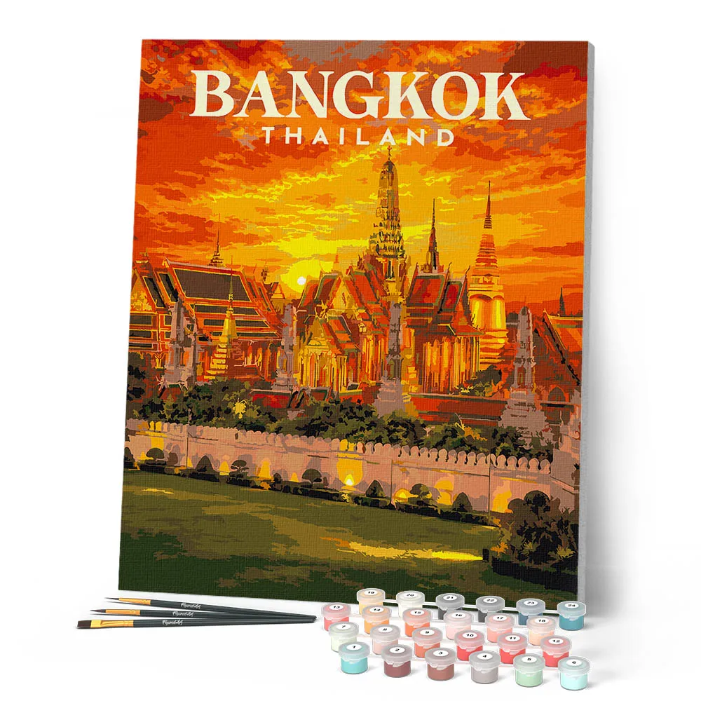 Figured'Art Reisposter Bangkok schilderen op nummer 40x50 cm