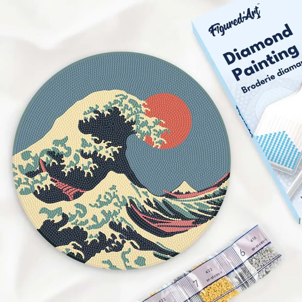 Figured'Art De Grote Golf diamond painting hout 30 cm rond