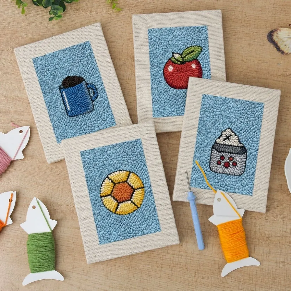 Figured'Art Ontbijt Lekkernijen punch needle set 4 stuks 15x20 cm