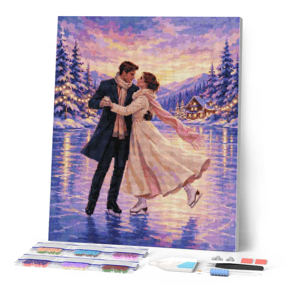 Figured'Art Winterliefde Diamond Painting Full Drill Winter Kerst