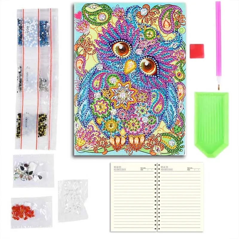 Figured'Art Uil diamond painting notitieboek A5 ronde steentjes