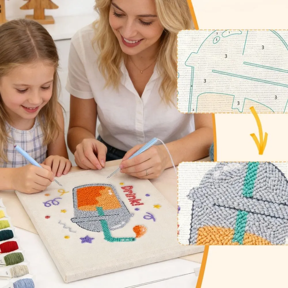Figured'Art Bruisend Plezier punch needle pakket met frame 20x30cm katoen