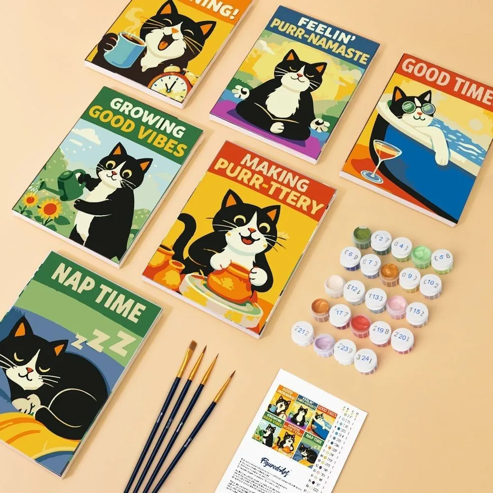 Figured'Art Mini Goede Tijden met Katten schilderen op nummer 6x 15x20cm