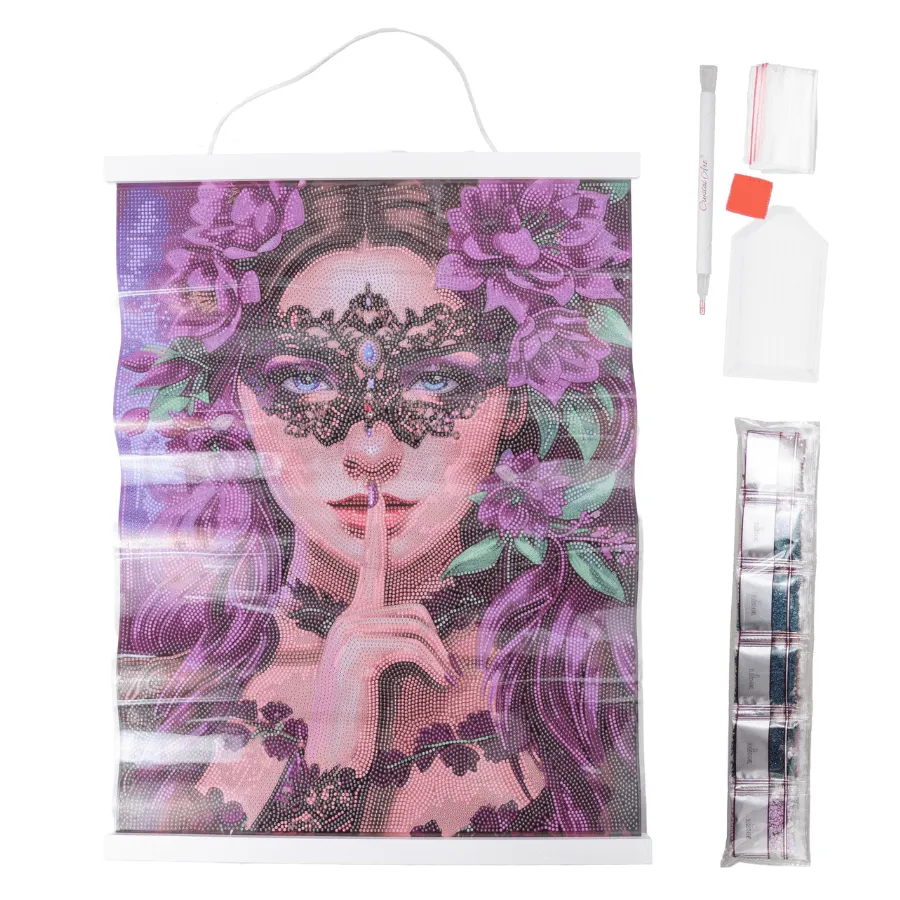 Craft Buddy Crystal Art Floral Whisper scroll 40x50cm full crystal