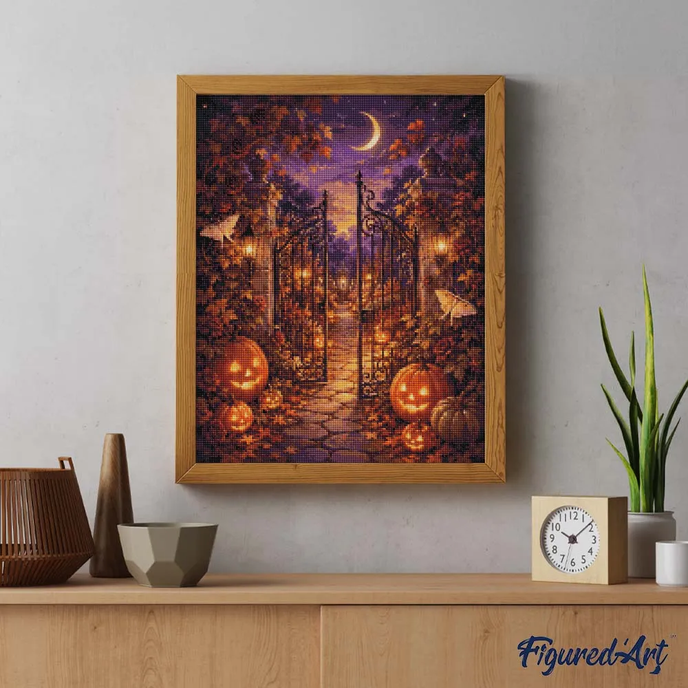 Figured'Art Halloween pompoenen diamond painting 40x50 cm vierkant