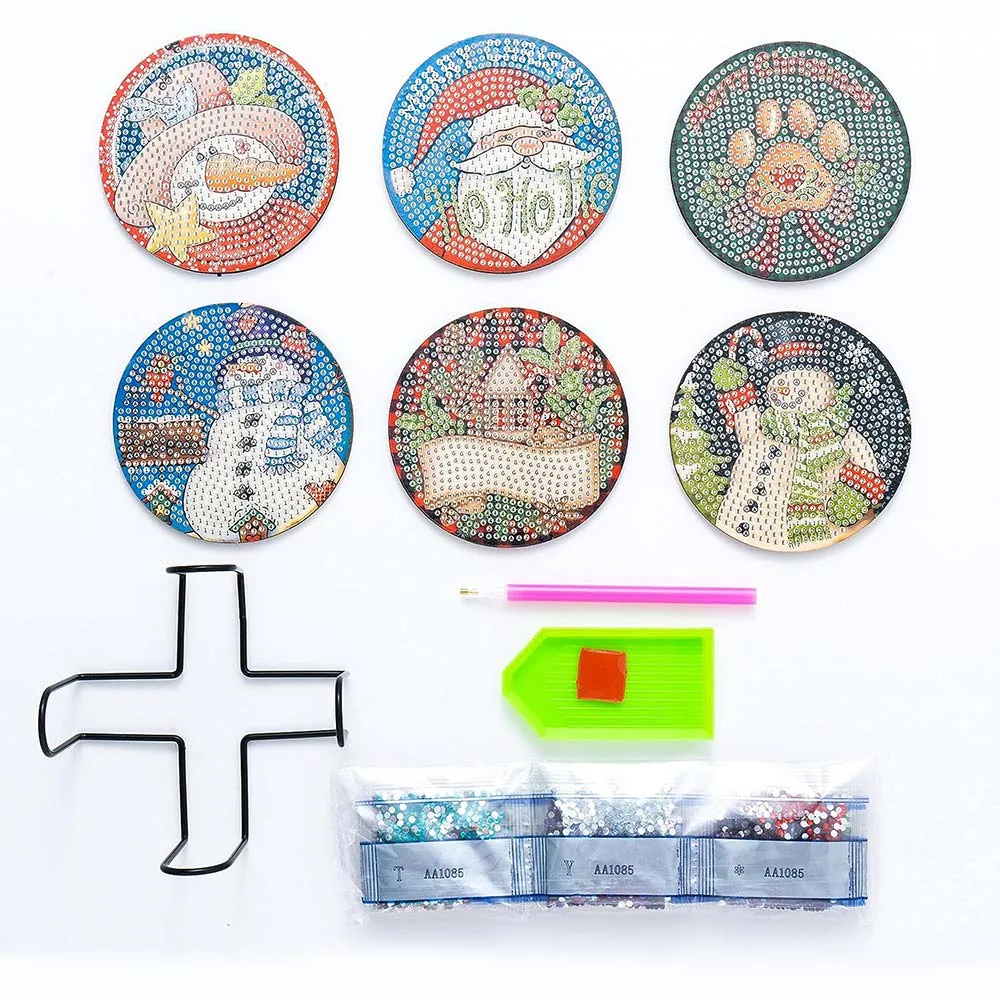 Figured'Art Kerstset 2 diamond painting onderzetters 6 stuks