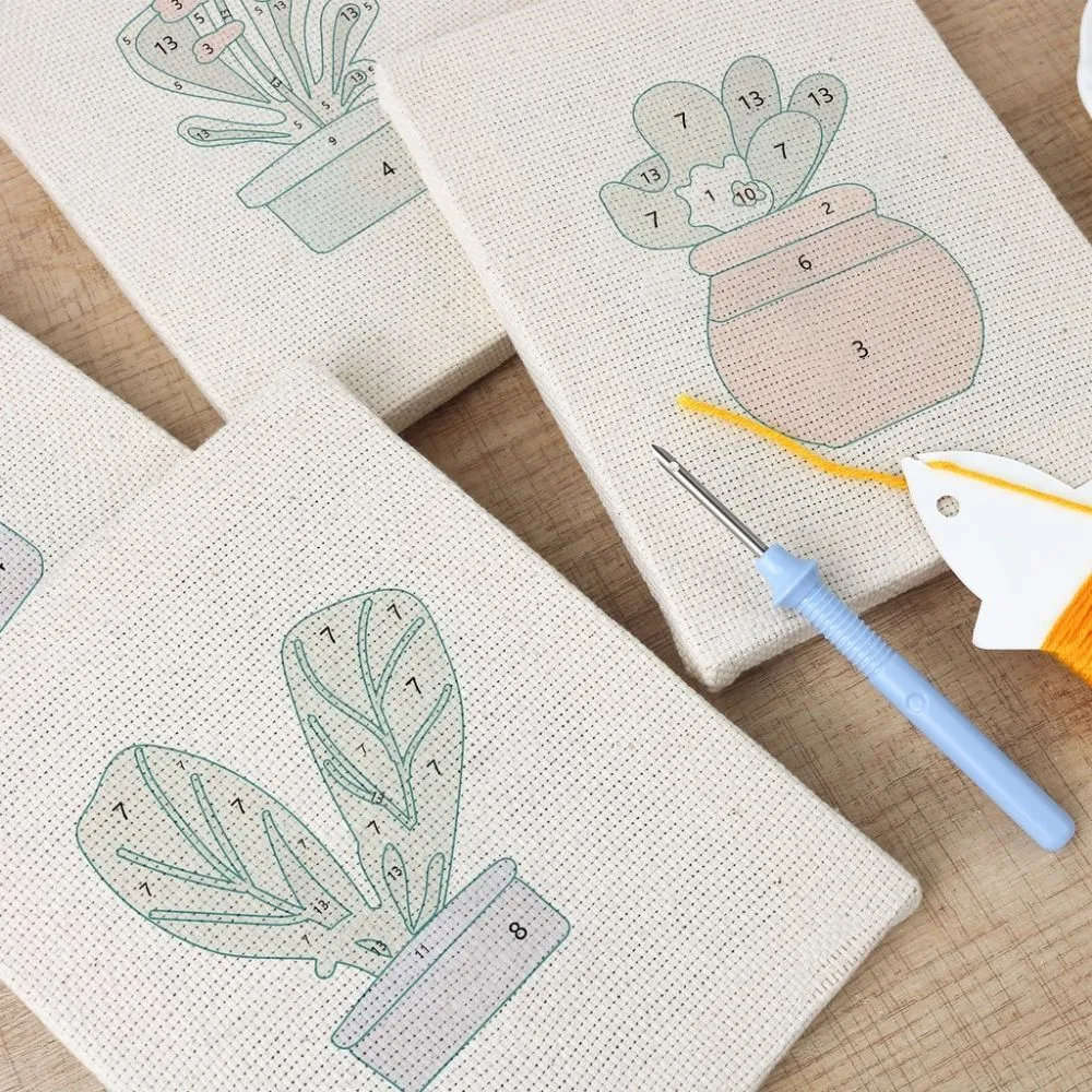 Figured'Art Thuis Tuin Sfeer punch needle set 4 stuks 15x20 cm