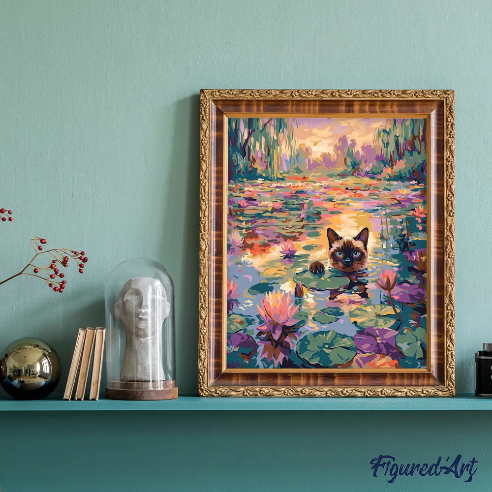 Figured'Art Schilderen op Nummer Leliekat 40x50 cm kat landschap