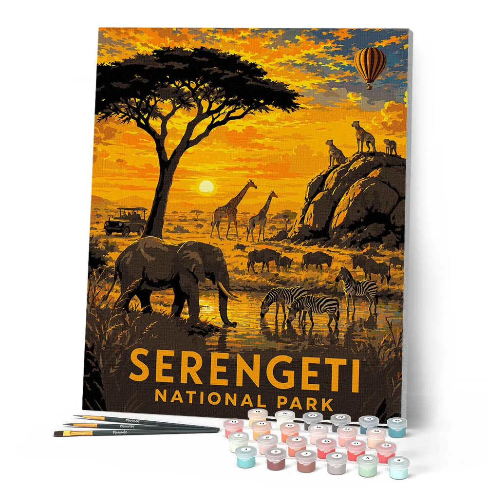 Figured'Art Nationaal Park Serengeti - Tanzania schilderen op nummer 40x50 cm