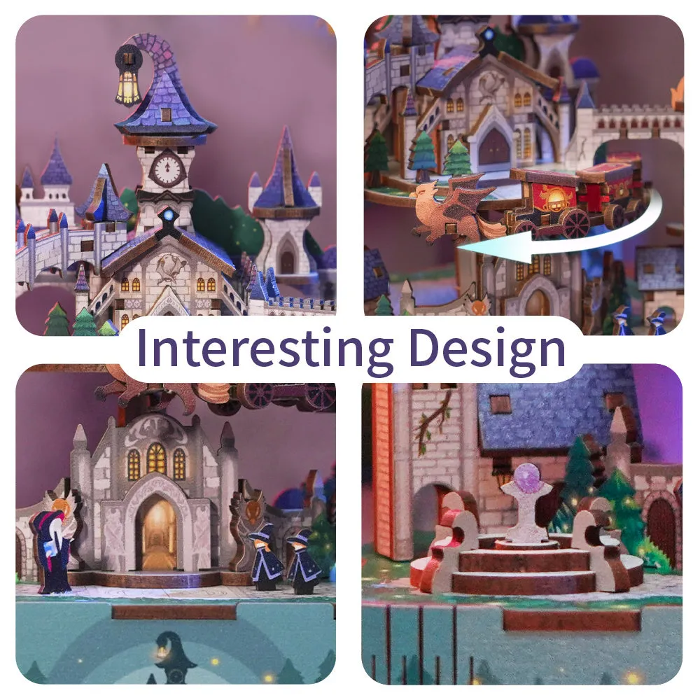 Figured'Art Magisch Kasteel 3D puzzel muziekdoos 111 stukjes roterend