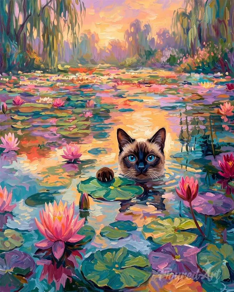 Figured'Art Schilderen op Nummer Leliekat 40x50 cm kat landschap