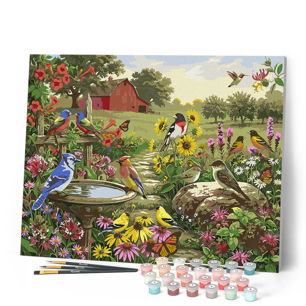 Figured'Art Tuin van zangvogels schilderen op nummer 40x50 cm vogels