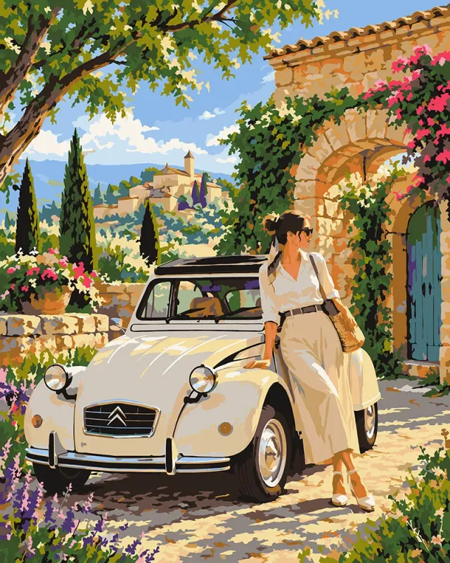 Figured'Art Citroën 2CV schilderen op nummer 40x50 cm auto
