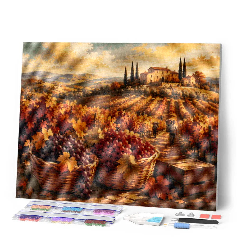 Figured'Art Herfstse Wijnoogst Diamond Painting 40x50 cm