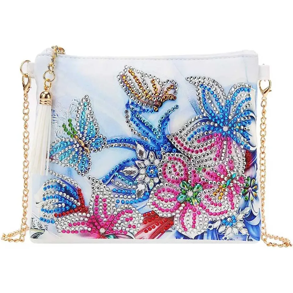 Figured'Art Bloemen tas diamond painting PU-leer 18x15x3cm bloemen
