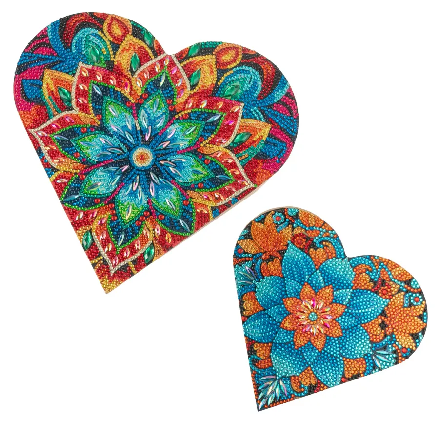 Craft Buddy Crystal Art Hart opbergdoosjes hout 2 stuks