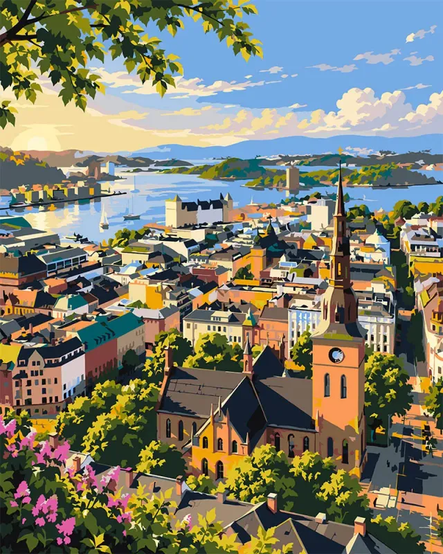 Figured'Art Kathedraal van Oslo schilderen op nummer 40x50cm