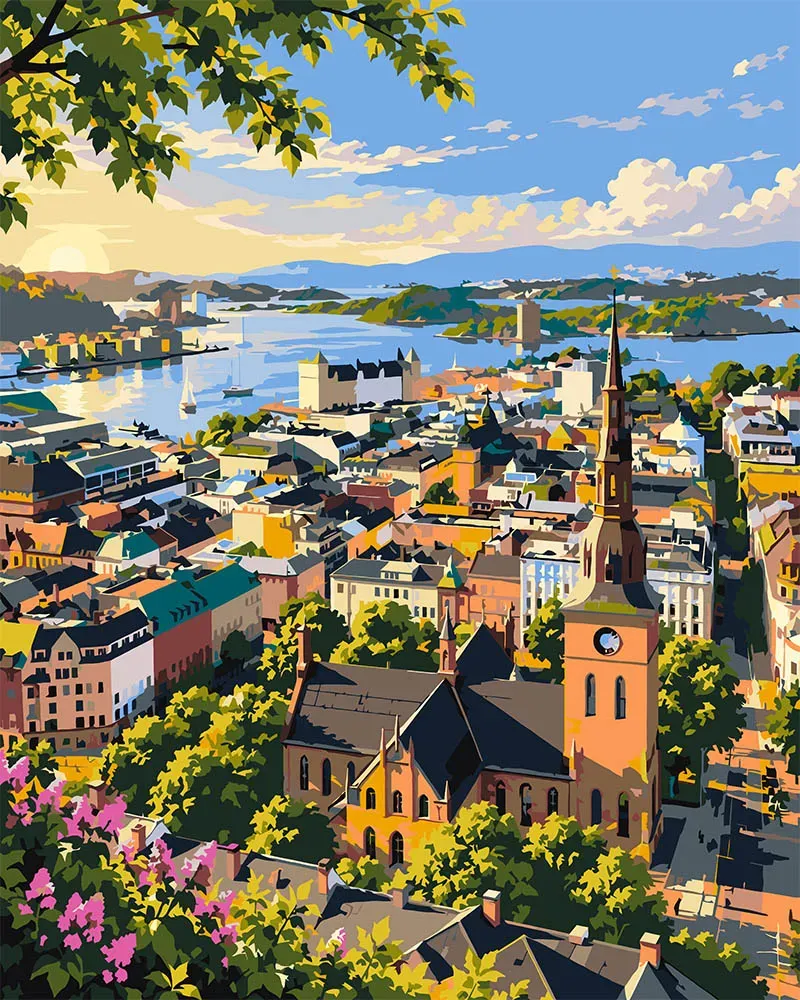 Figured'Art Kathedraal van Oslo schilderen op nummer 40x50cm