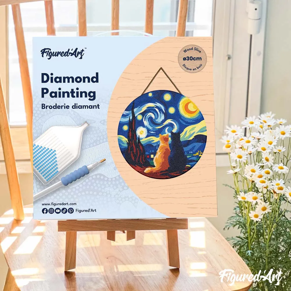 Figured'Art Sterrennacht metgezellen diamond painting hout 30 cm