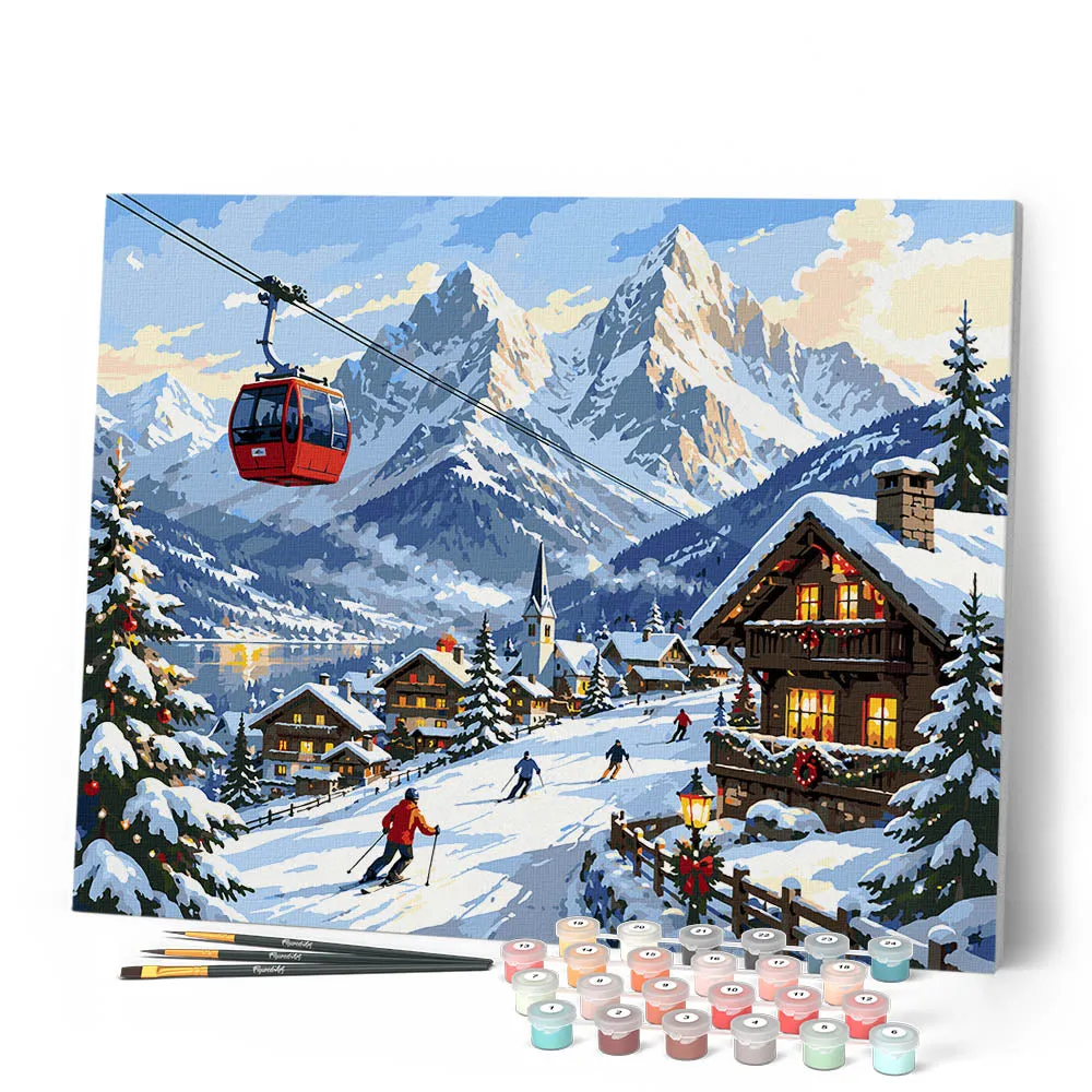 Figured'Art Kerstuitje in de Alpen schilderen op nummer 40x50 cm