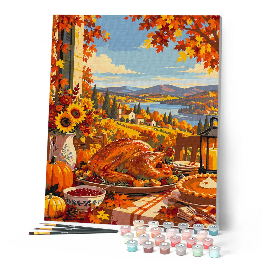 Figured'Art Thanksgiving Platteland Schilderen op Nummer Herfst