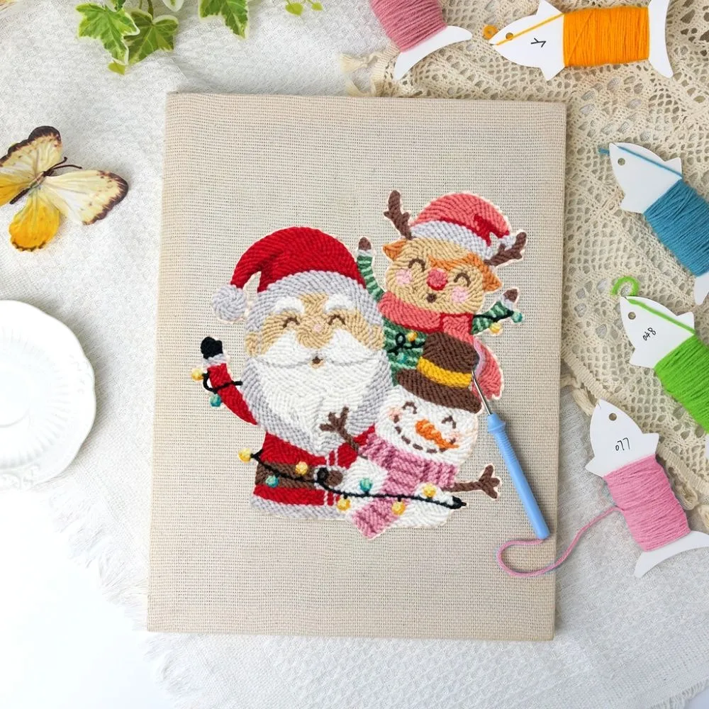 Figured'Art Kerstman en Vrienden punch needle pakket 20x30cm kerst